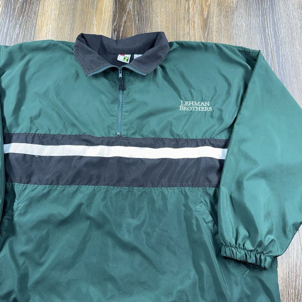 Vintage Lehman Brother Windbreaker Jacket Mens XXL Green Wall Street Old Money
